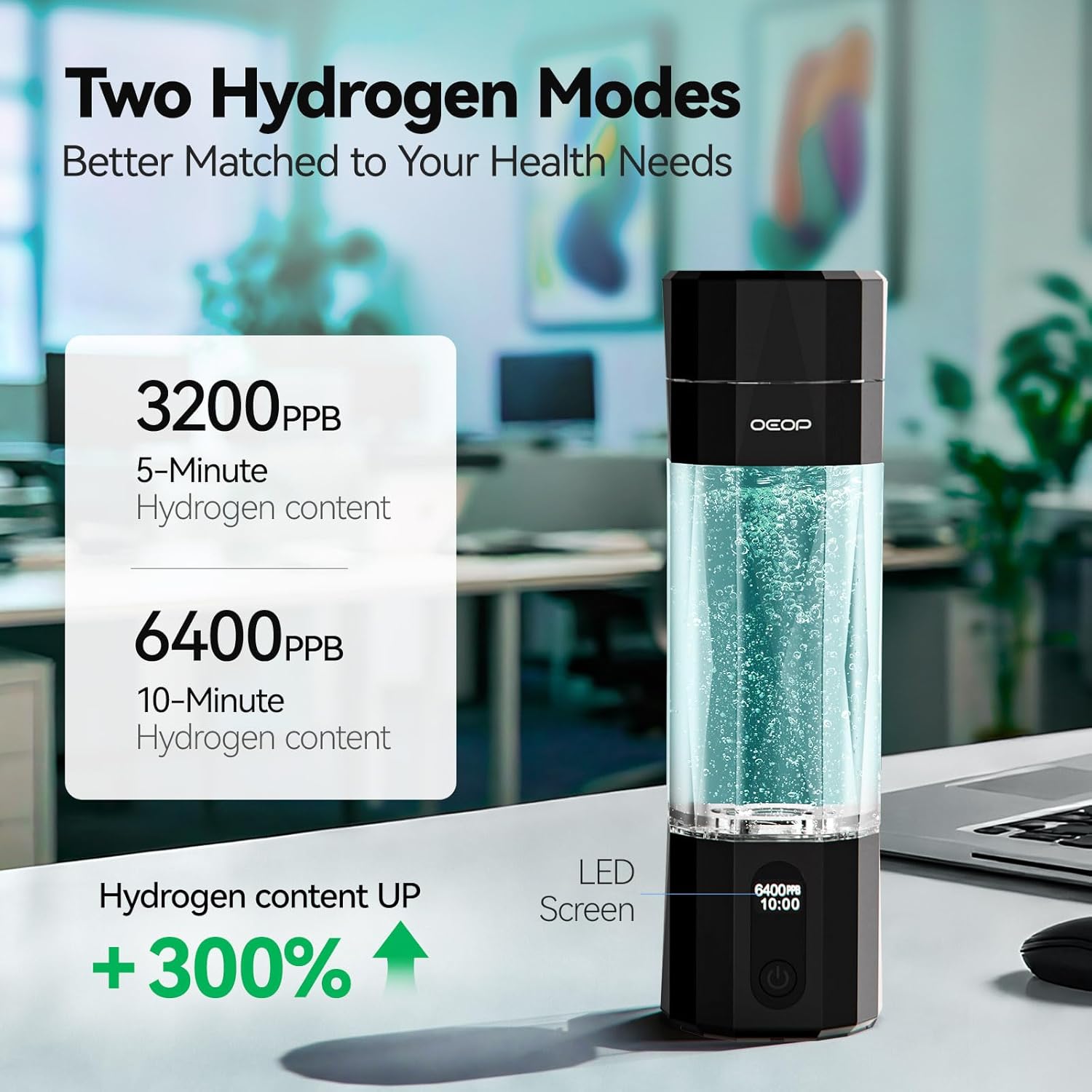 Upgrade Hydrogen Water Bottle - 6400PPB Hydrogen Water Generator, SPE/PEM Certified, 7oz Portable Hydro Water Machine, Perfect for Gym/Travel/Office & Gifts for Friends/Family - Image 2