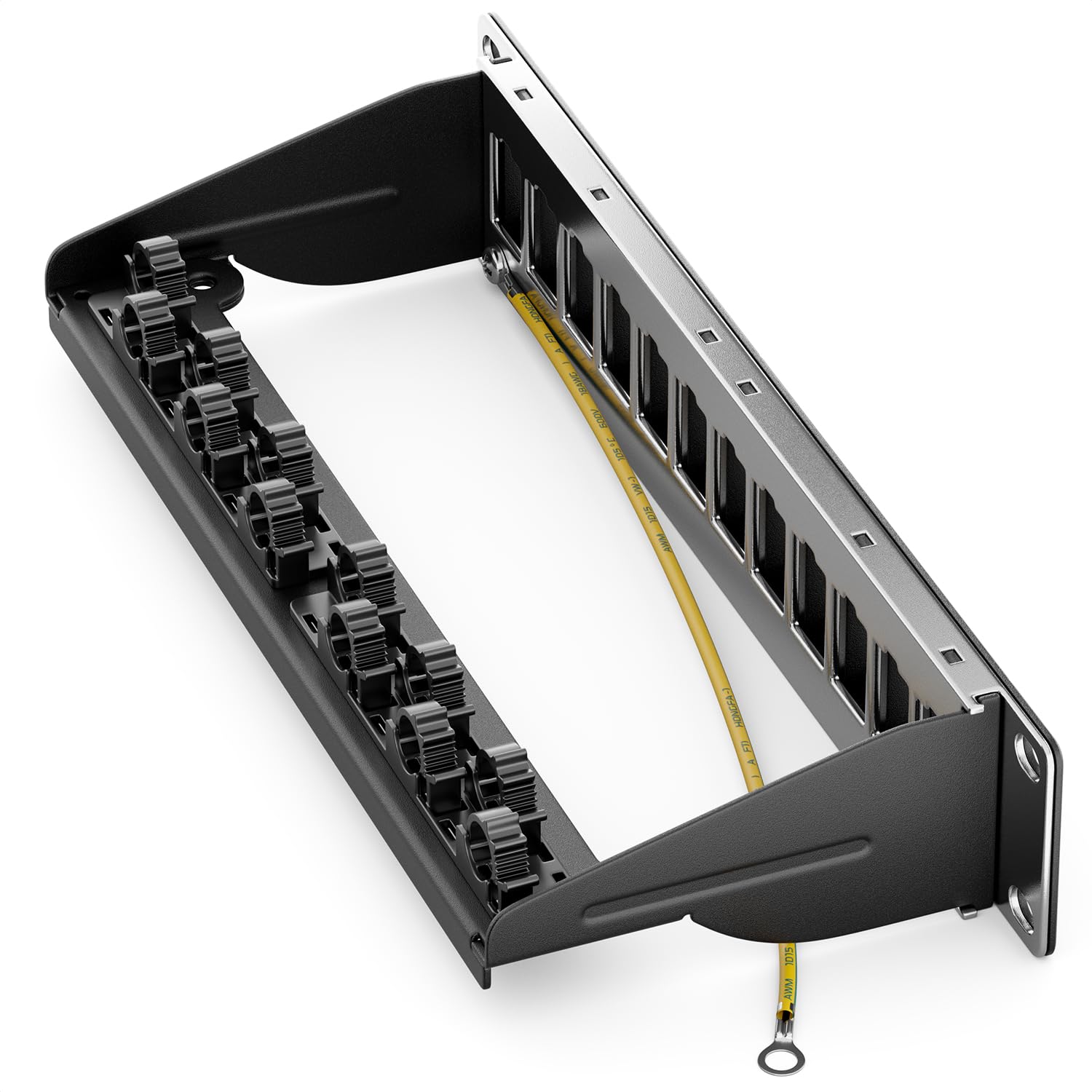 deleyCON 12 Port Patchpanel Patchfeld Modular Keystone 1 HE 10" Rack | Servereinbau mit Klickbefestigung, LAN Netzwerk, für RJ45, HDMI, USB-A, USB-C, TV, SAT Keystones usw.