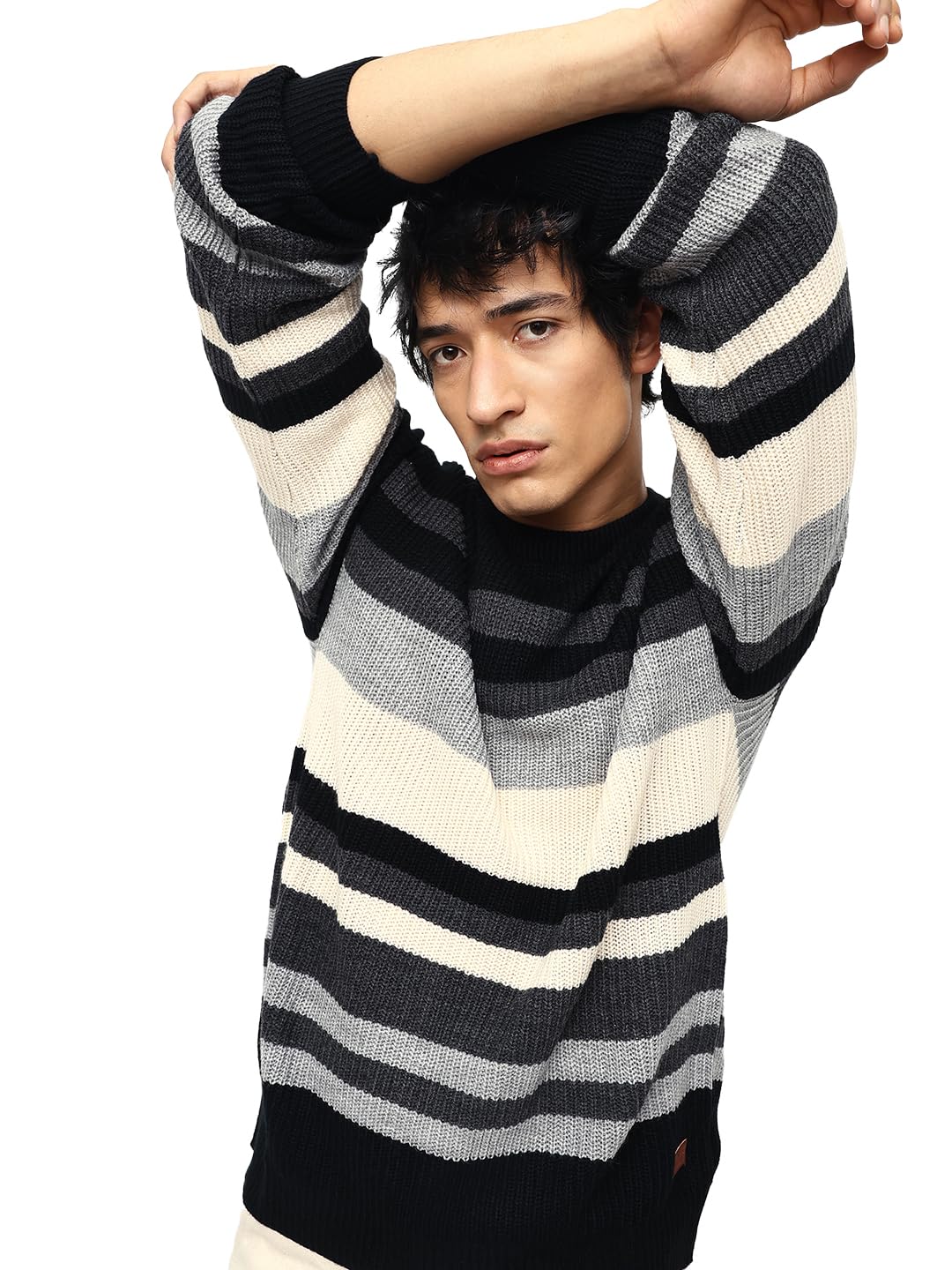 high star clothing High Star Men Acrylic Knitted Regular fit Round Neck Full Sleeves Sweaters 30-picture-41