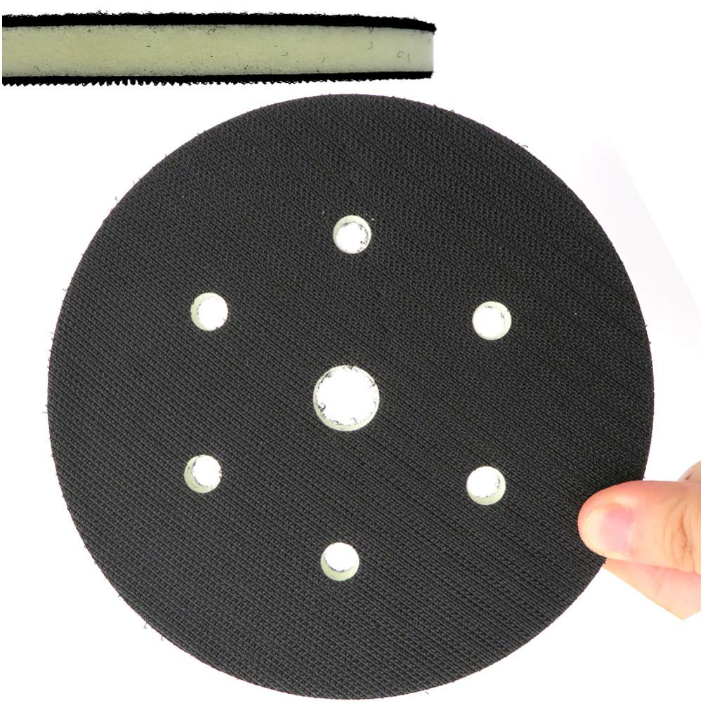 5PCS Almohadilla de interfaz de espuma de PU 6"150MM 7 orificios Densidad media Gancho y bucle Lijadora Almohadilla de respaldo Almohadilla de pulido Herramientas eléctricas Piezas