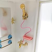 Vista 4 de Casa de muñecas Ducha,1:12 Casa de muñecas Muebles en miniatura Simulación Blanco Cuarto de baño Ducha