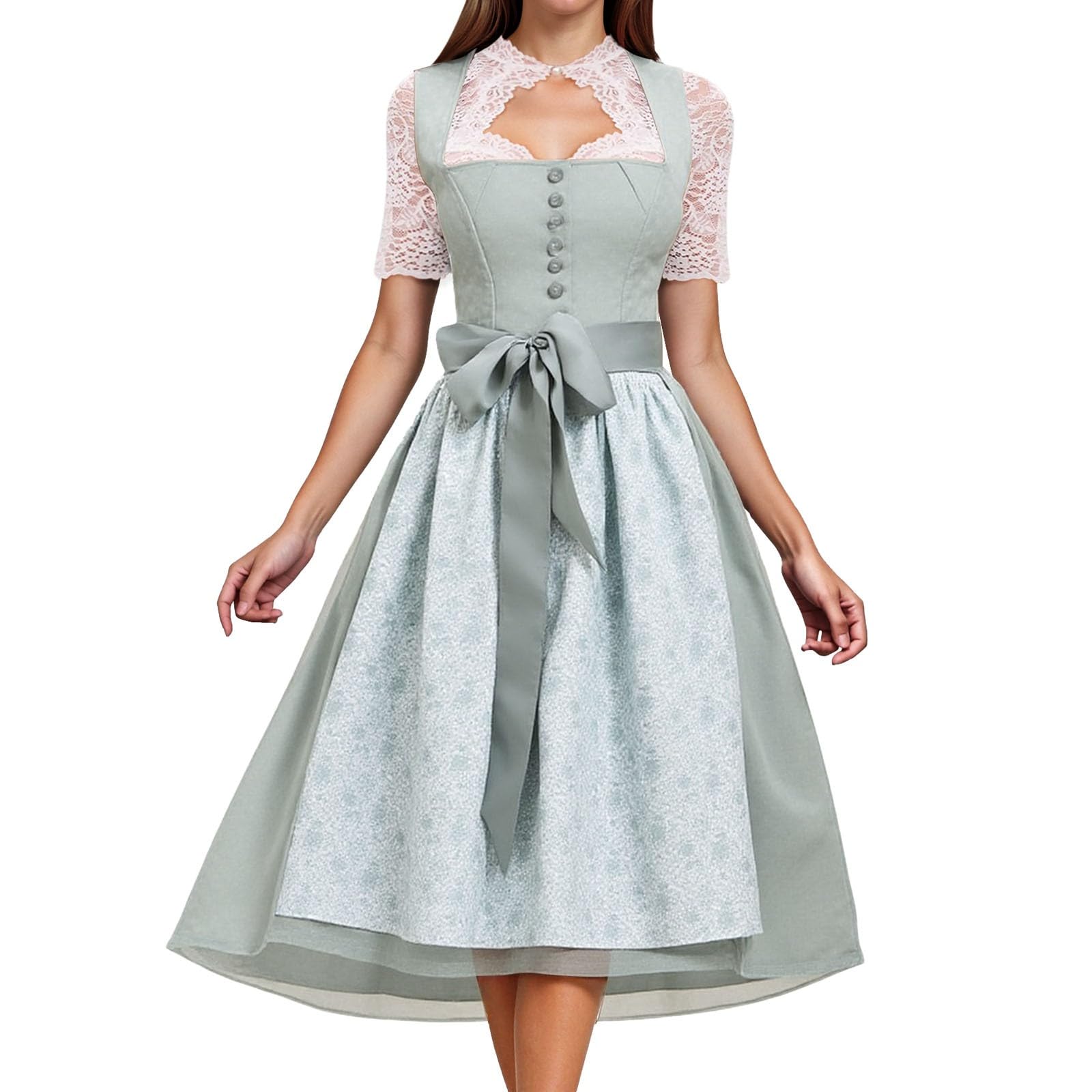 Costume Bavarese Donna, Vestito Oktoberfest Vestiti Tirolese Dirndl, Dell'Oktoberfest Costumi Cosplay Vestito, Abbigliamento Primavera, Sexy, Curvy, da Cerimonia, Damigella Bambina