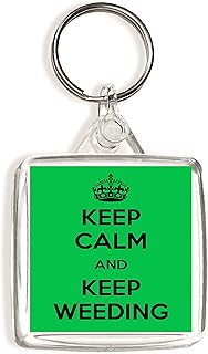 Keep Calm and Keep Weeding - Square Keyring