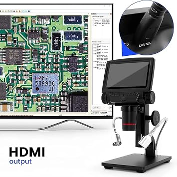 260X Magnification Soldering Digital Microscope, 3MP Resolution, Wired & IR Remote, 5.0 Inch Screen, For Phone Repairing SMT SMD DIY, Compatible Windows XP/7/8/10