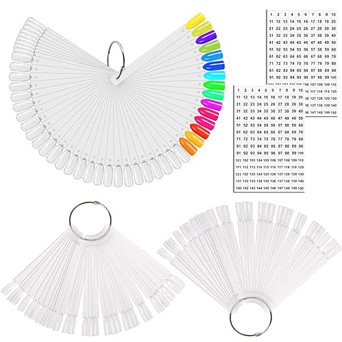 Miniatura 8 de JASSINS 50 unidades de palos de muestra de uñas con anillo, consejos de práctica de esmalte de uñas en forma de abanico, muestra de uñas, práctica