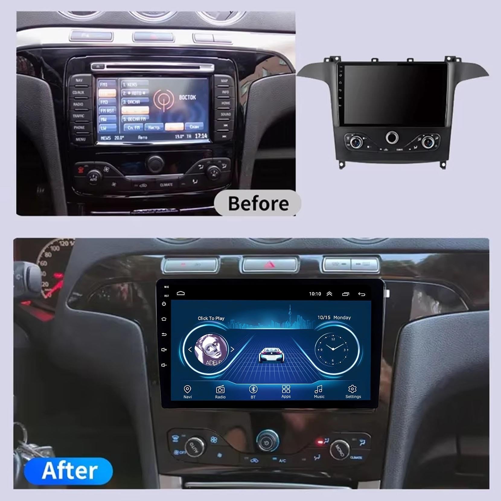 Autoradio 9" Doppio Din Android 15 per Ford Galaxy 2014