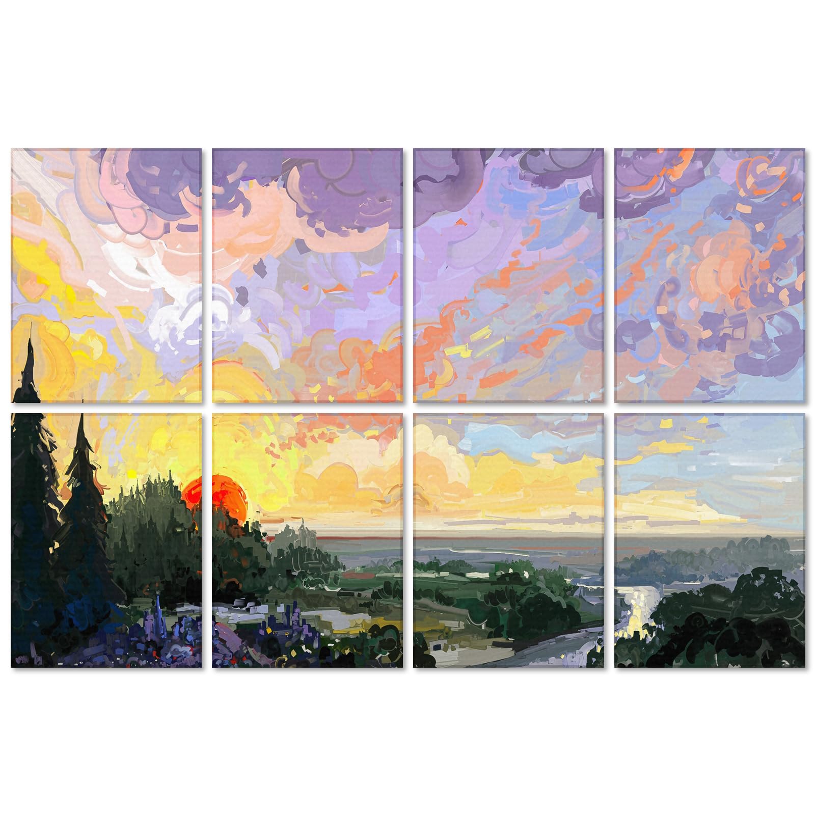 Art Acoustic Panels,48" x 32" Self-Adhesive Soundproof Wall Panels,8 Pack Decorative Sound Absorbing Acoustic Wall Panels for Living Room, Home& Offices (Oil Painting)