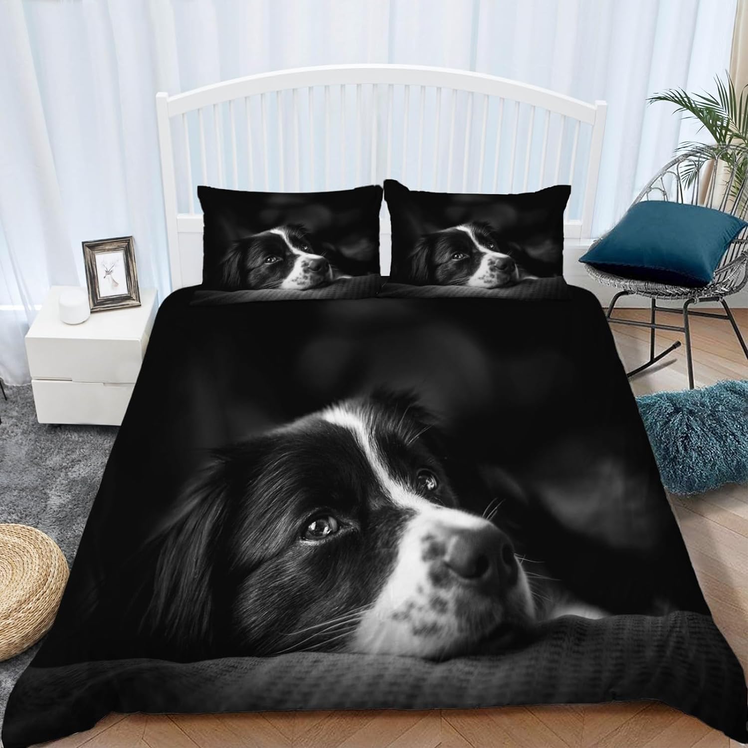 Tizhweqo Springer Spaniel Super King Duvet Cover Dog Bedding Sets Soft Microfibre 3D Printed Animal Quilt Cover with 2 Pillowcases with Zipped Closure B2405