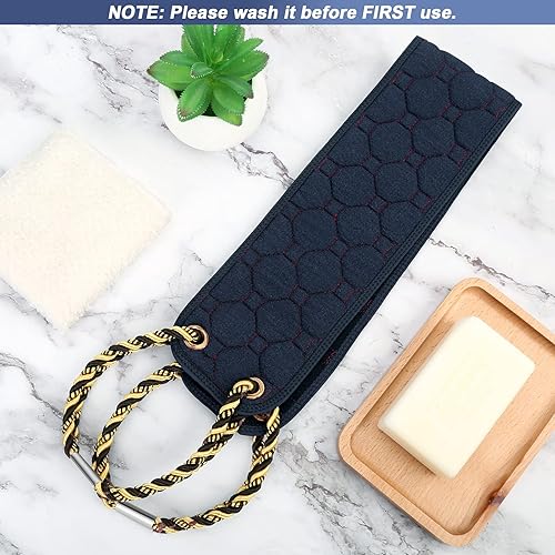 Miniatura 7 de Exfoliantes de espalda con asas, 38.5 pulgadas de doble cara exfoliante corporal para uso en la ducha, depurador de espalda negra y limpiador de