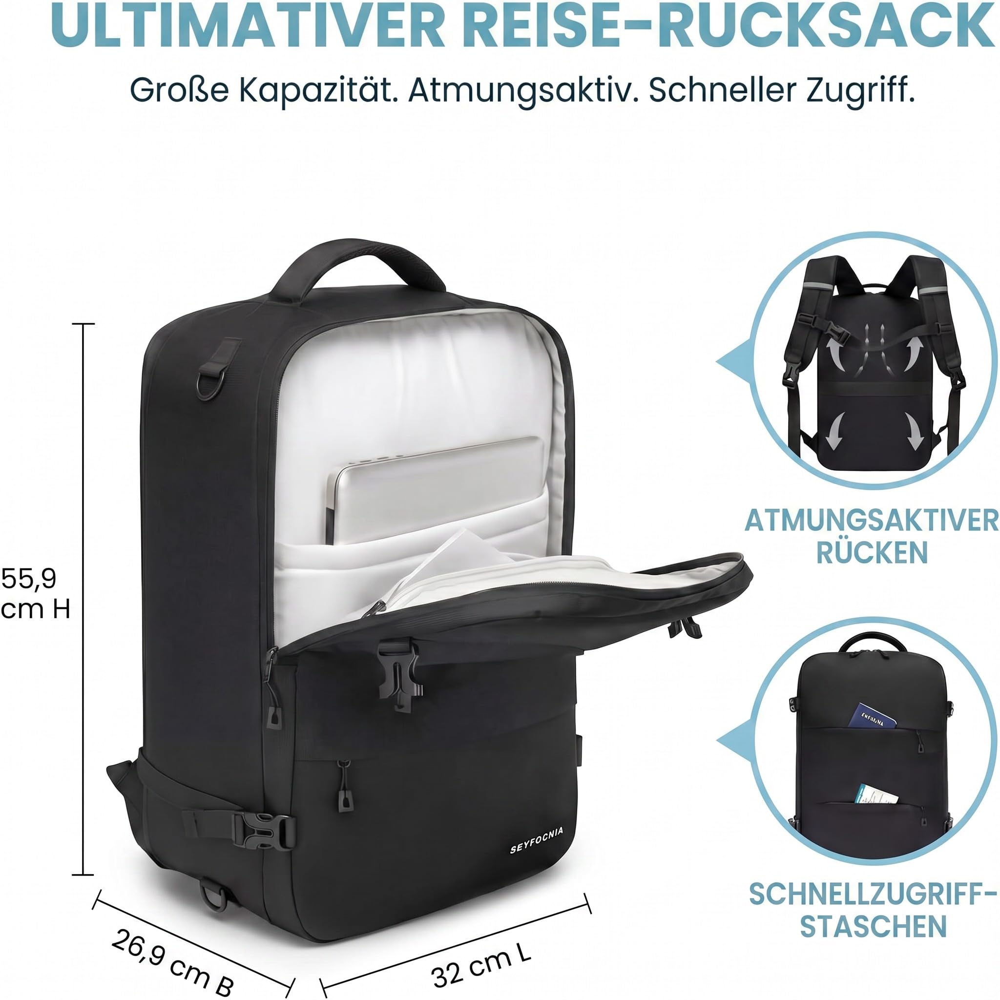 seyfocnia Kleidersack FüR Damen Und Herren, Große Anzugtasche, Weekender Reisetasche Anzugtasche Laptop Rucksack faltbare reisetasche Rucksack handgepäck flugzeug