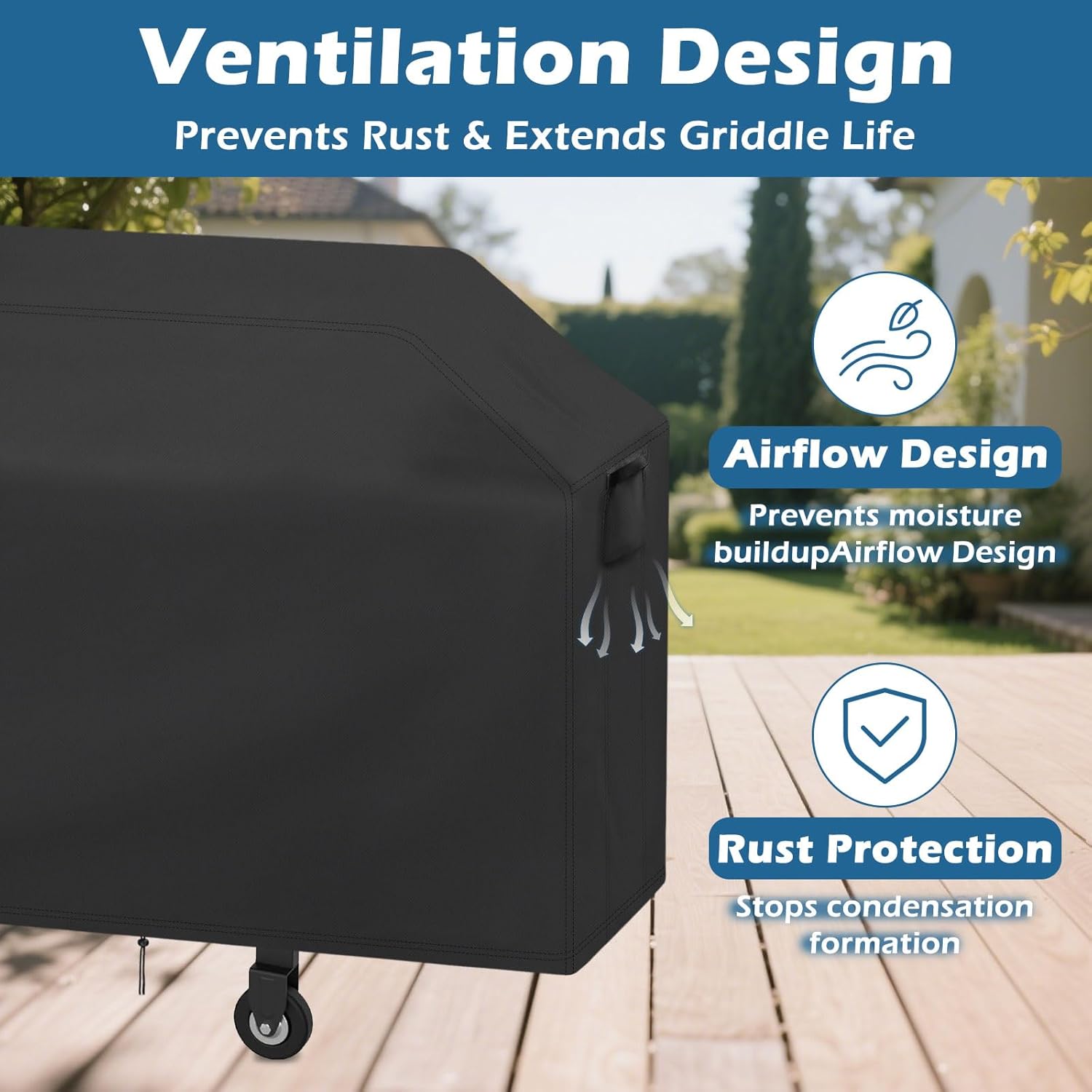 Saking 600D Heavy-Duty Rust-Proof Grill Cover for Blackstone 1529 22" and 28" Single Shelf Griddle, Waterproof & Windproof Protective Grill Griddle Cover for Long-Lasting Outdoor Protection, Black