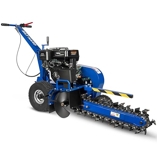 BILT HARD 15HP 420cc 4-Cycle E-Start Gas Powered Trencher, 24-Inch Trench Depth, 27pcs Carbide Alloy High-Pressure Teeths Ditching Mini Trencher