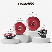 Vista 191 de Colors Life juego de vajilla, exterior negro brillante con interior de color mate