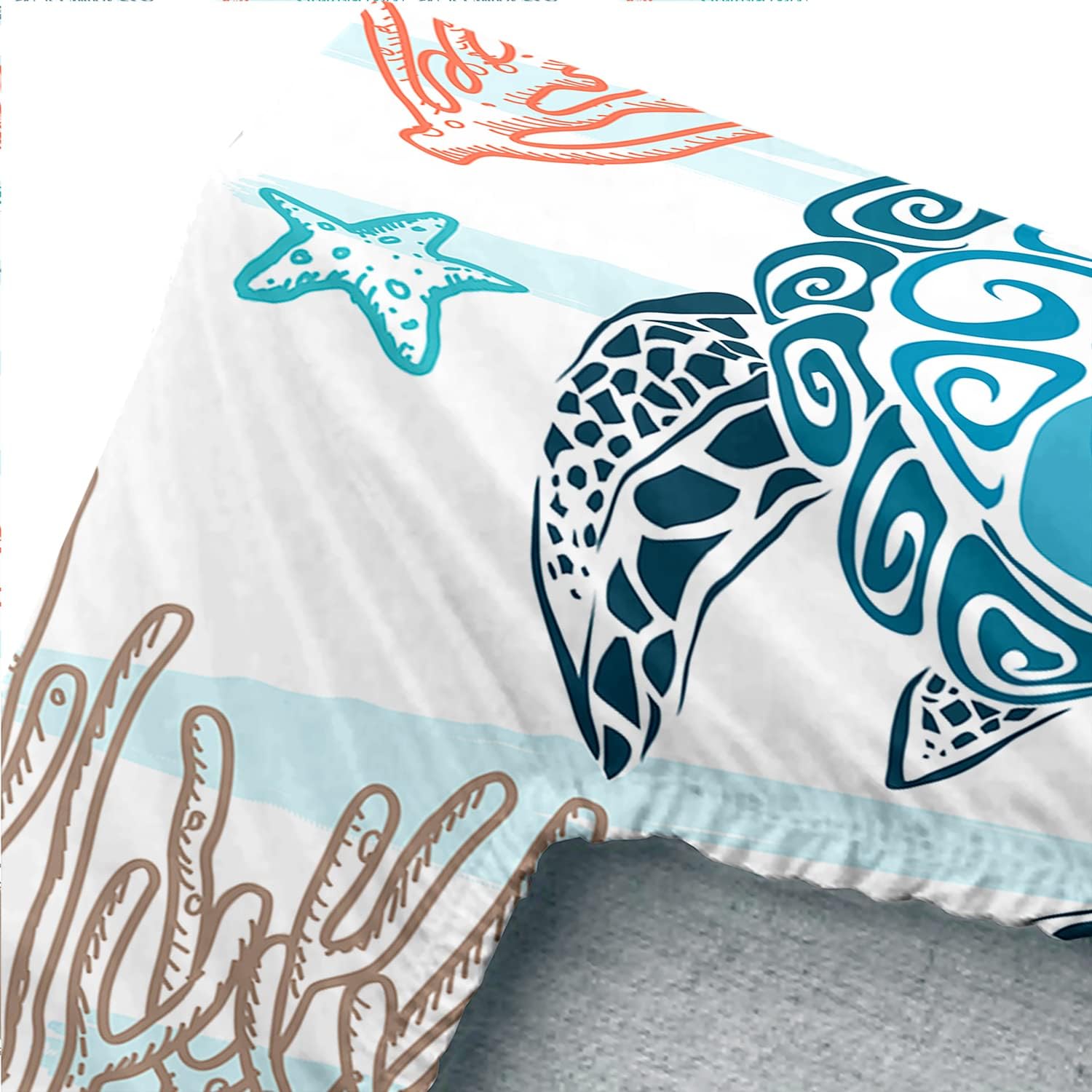HOSIMA Sea Turtle Bedding Set,Coastal Beach Themed Bedroom Fitted Sheet Queen Size for Kids Teen Girls Boys Room Decor,1 Fitted Sheet+2 Pillowcases.