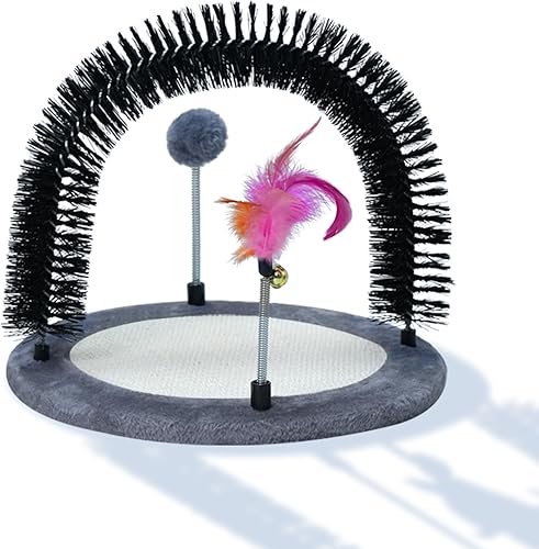 Miniatura 8 de Almohadillas rascadoras multifuncionales para gatos de interior, almohadillas para rascar con juguetes de plumas y cepillo de autoaseo, muebles para