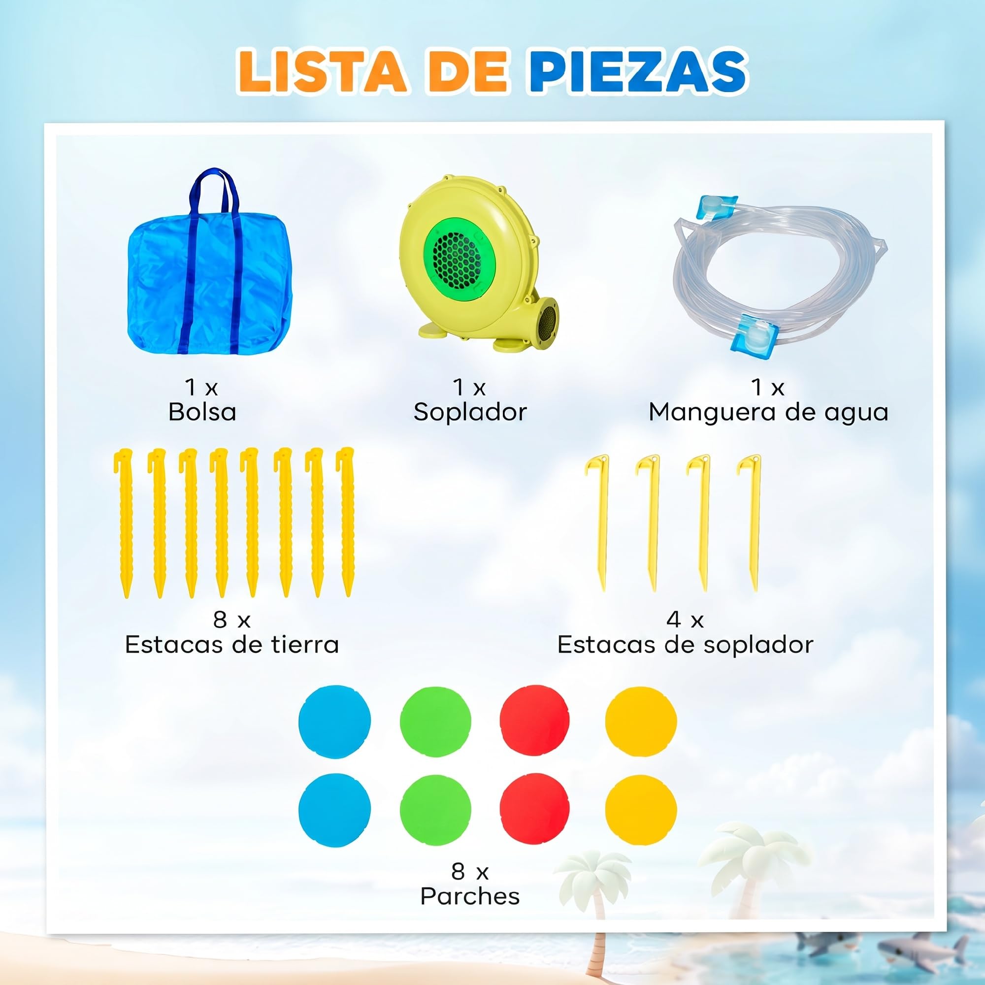 Outsunny Castillo Hinchable para Niños Castillo Inflable Infantil con Tobogán Cama de Salto Piscina Muro de Escalada Inflador y Bolsa de Transporte 390x300x197 cm Multicolor