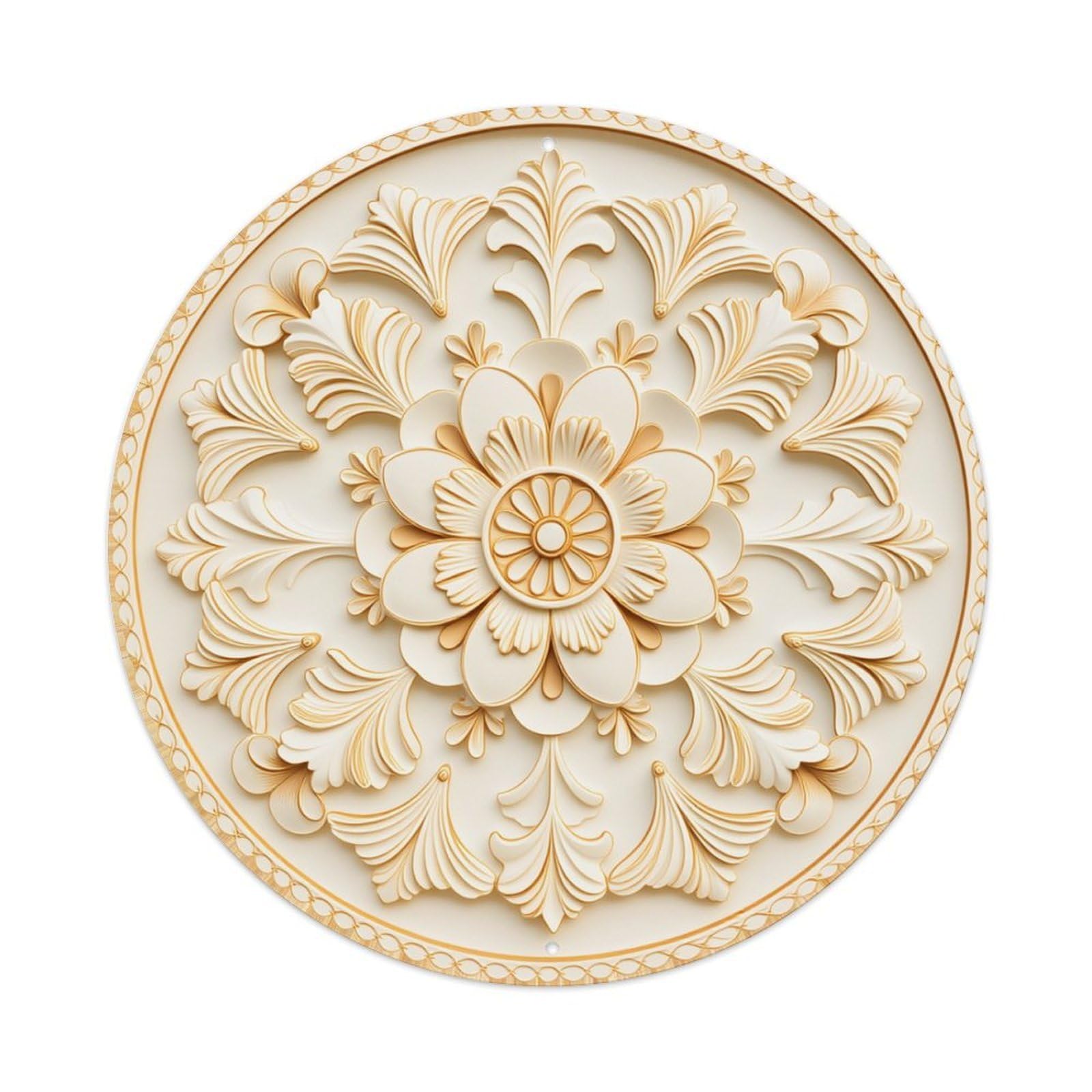 Floral Ornamental Symmetrical Design Pattern Round Tin Sign Retro Metal Sign for Cafe Bar Pub Home Game Room Gym Club Wall Decoration Vintage Metal Poster 8x8 Inch