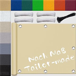 sonnensegel überdachung Balkon terrasse markisenstoff nach maß mit ösen Windschutz Balkon für Balkon terrasse Schwimmbad überdachung 2.5x6m Beige