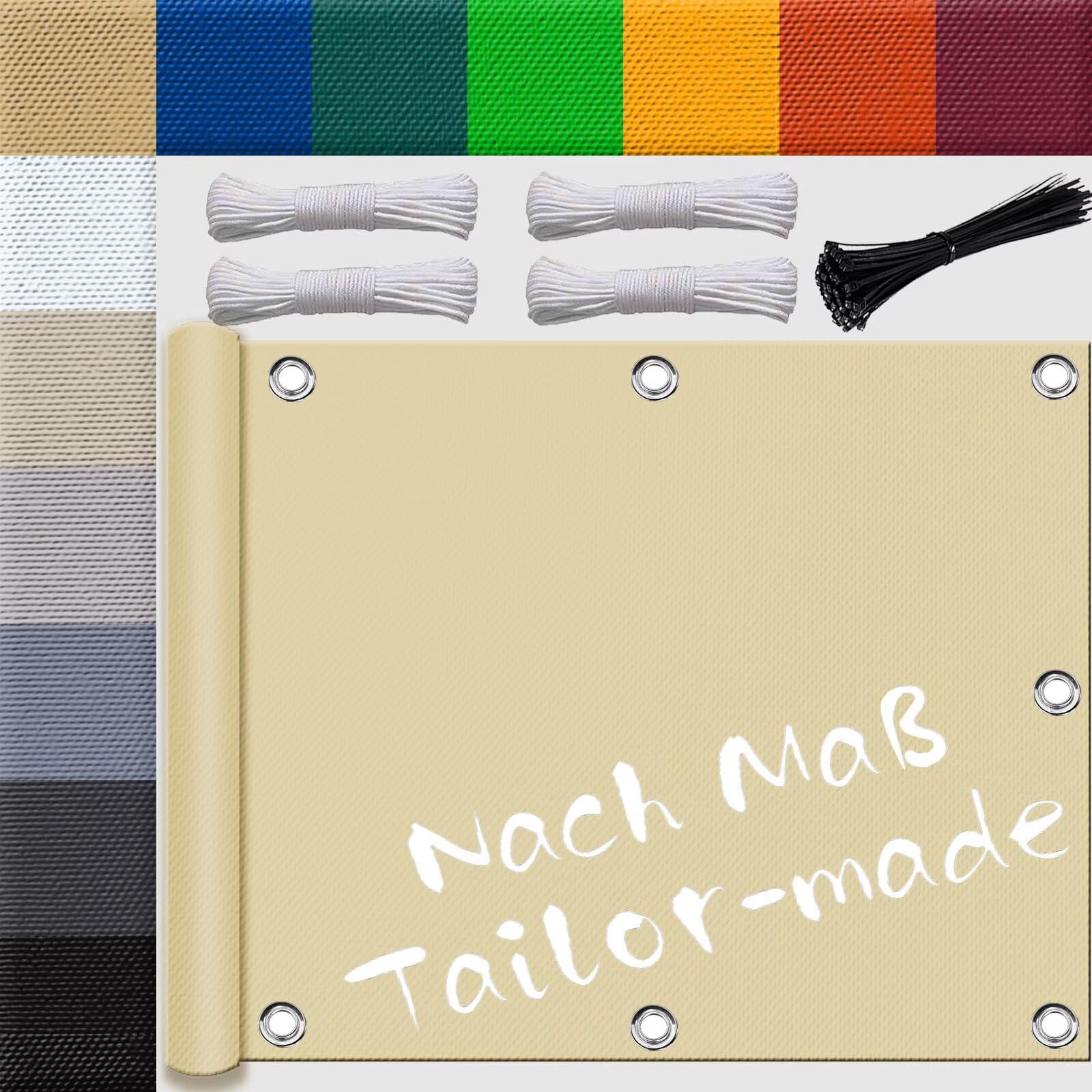 Voile d'ombrage rectangulaire 1x3m beige imperméable et anti-UV pour terrasse
