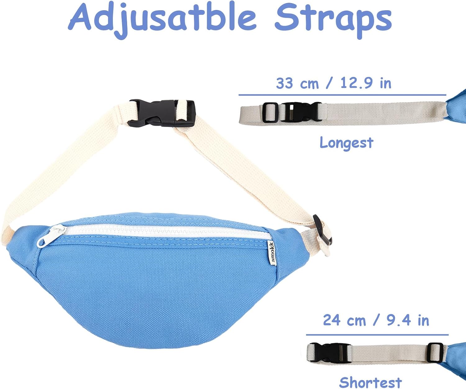 amokk Canvas Fanny Pack for Kids Crossbody Waist Bag for Unisex Toddler Boys Girls (Dark Blue)