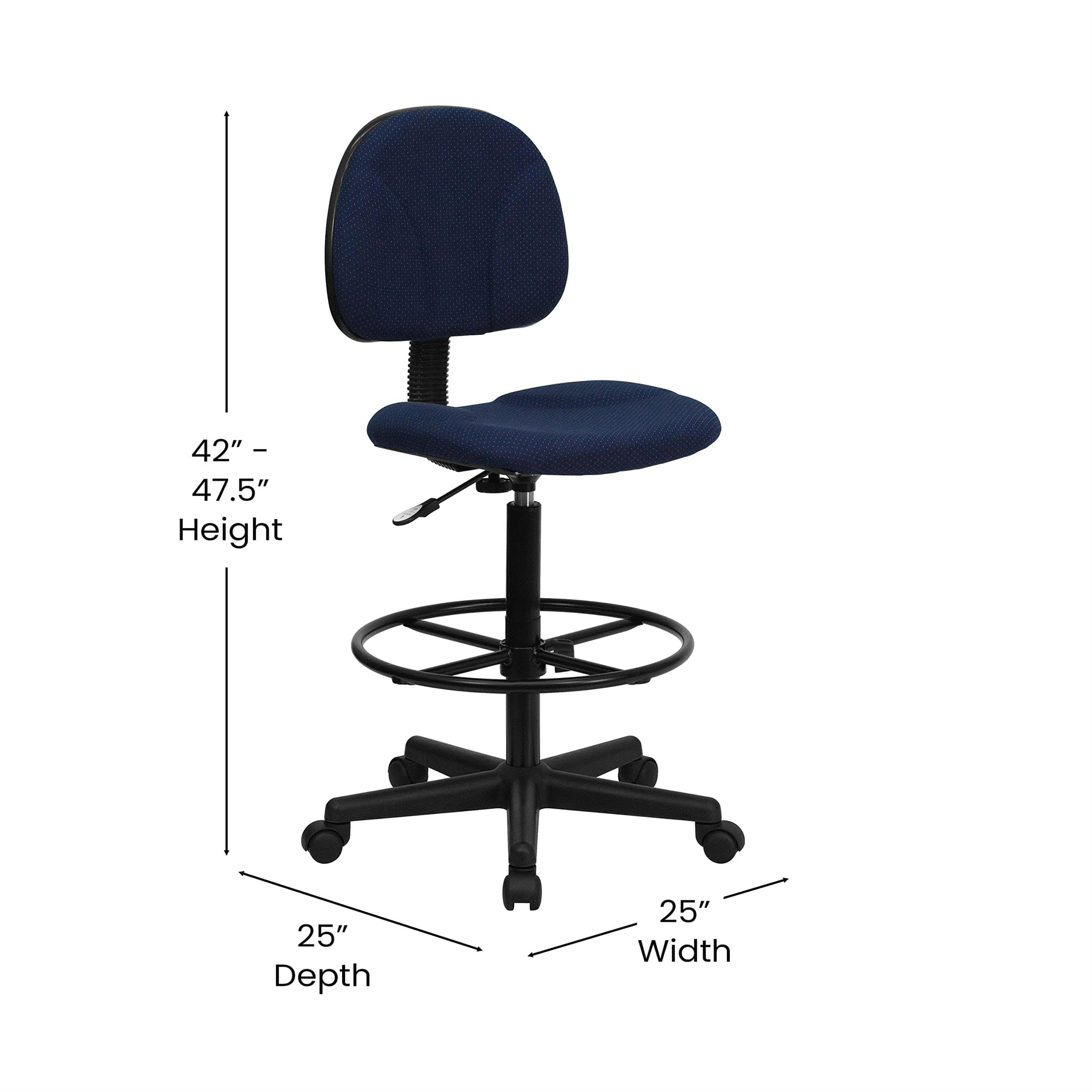 Flash Furniture Entwurfsstuhl aus Bruce Marineblau gemustertem Stoff (Zylinder: 22,5 Zoll -27 Zoll H oder 26 Zoll -30,5 Zoll H)