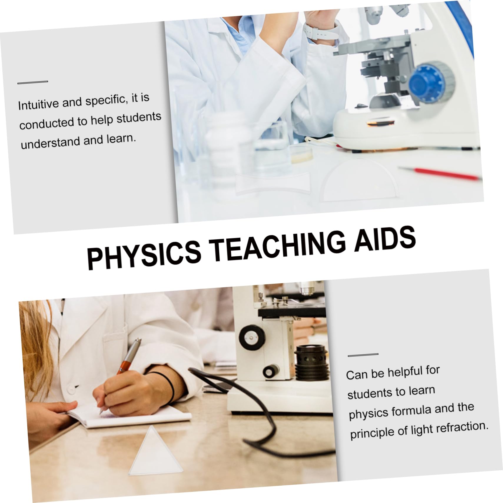 BELLIFFY 5 Pcs Optical Lens Concave Convex Lenses Lens Experiment Basic Physics Lens Convex Concave Lens Concave Lens Glasses Lens for Physics Teaching Optical Lab Prism Optic White Acrylic