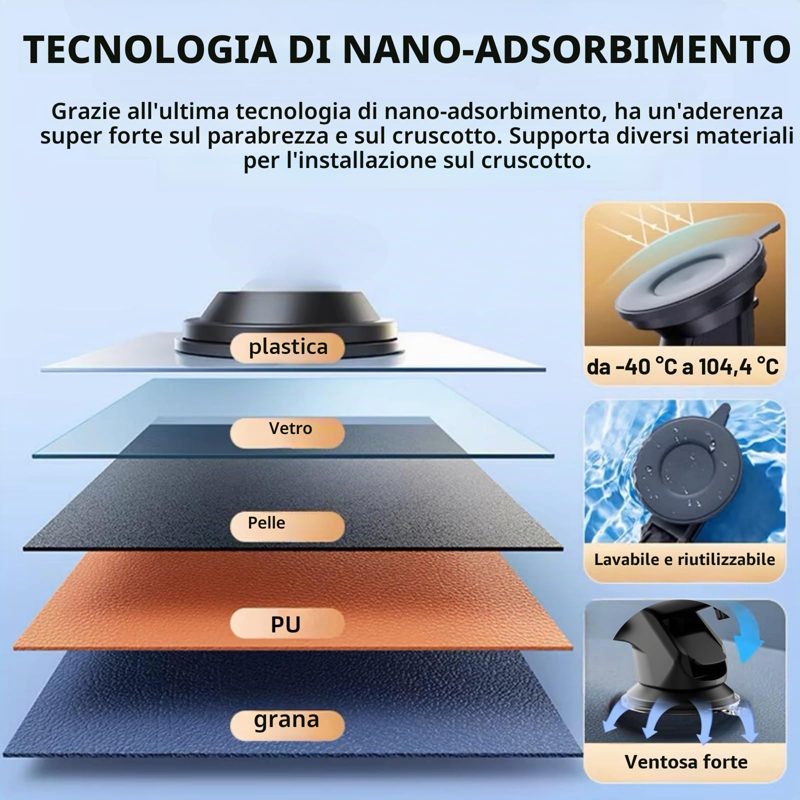 Supporto a Ventosa per schermo Carplay, Braccio Regolabile in lega di Alluminio, Supporto a Basso Profilo per Cruscotto con 78mm Disco Adesivo Resistente per Display Auto