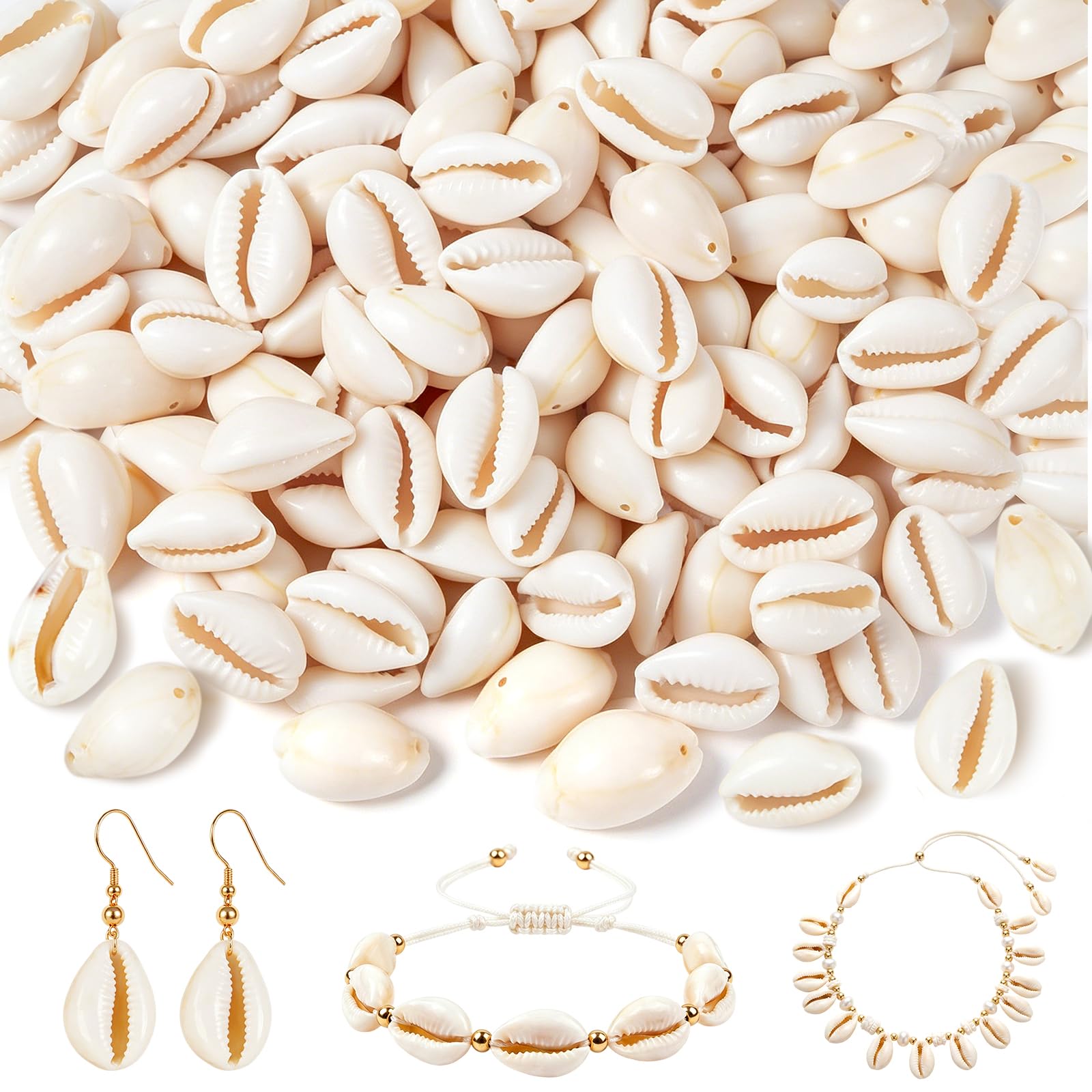 Perline a Forma di Conchiglia, 120 Pezzi Spiaggia Naturale di Conchiglie, Conchiglia con Foro, Conchiglie Piccole Decorative, per Realizzare Bracciali, Collane, Orecchini e Cavigliere