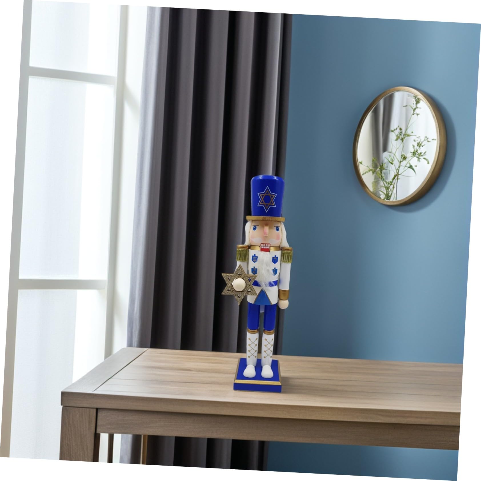 Cabilock Cascanueces de Hanukkah Figura de Soldado Madera Estrella de David Decoración de Mesa Adorno Festivo Judío para Fiesta y Hogar