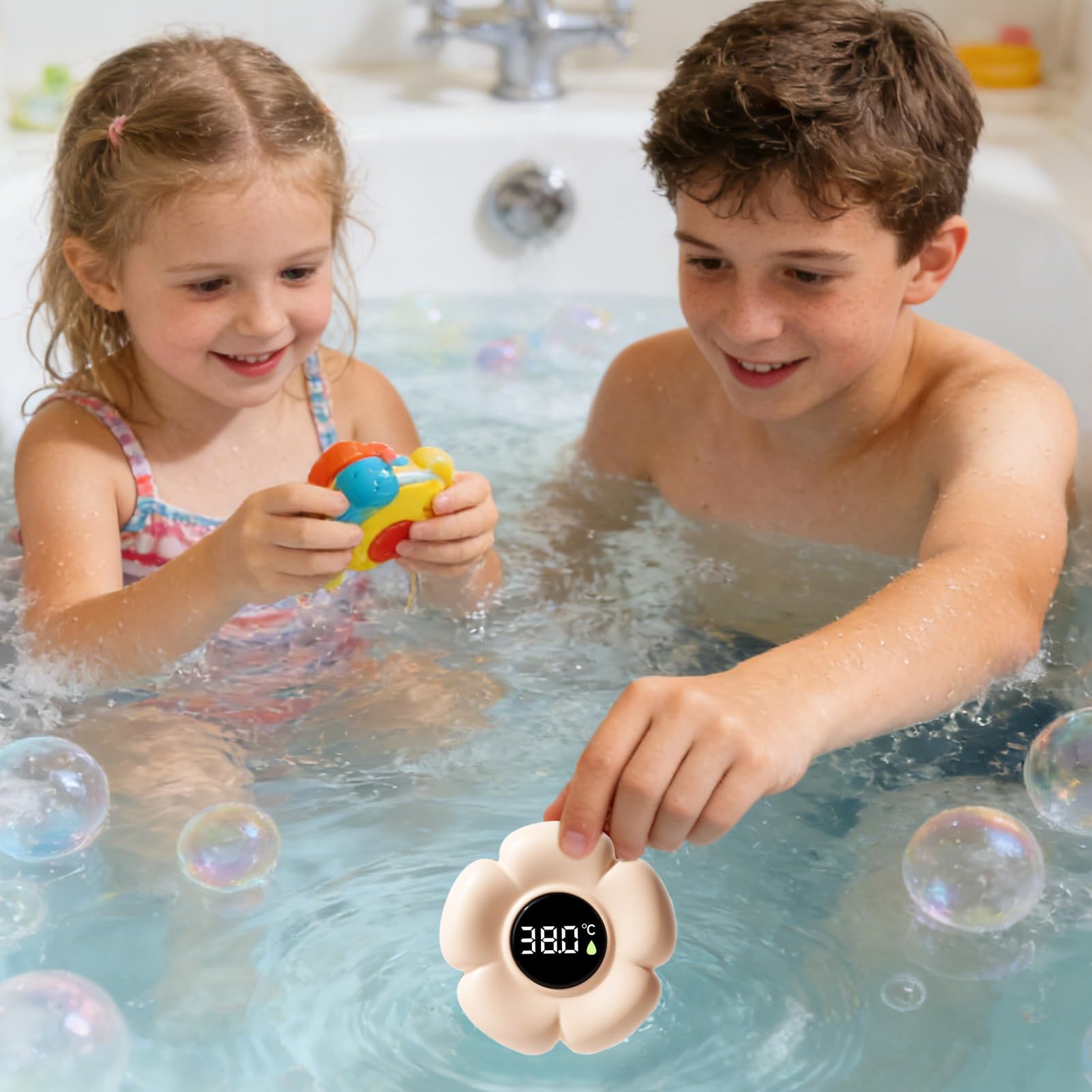 Termómetro Para Bañera,Juguete Flotante Digital | Termómetro Digital para Bañera Impermeable con Forma de Flor y Pantalla LED | Para Uso De Niños En El Hogar, Baño, Ducha Y Piscina — view 9