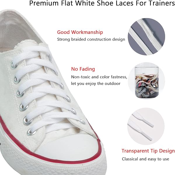 CCSOFTIME Flat Shoe Laces for Trainers Converse Air Force 1,Replacement Sneaker Laces for Sport Shoes,Casual Shoe,Durable Shoelaces for Kids Adult Men and Women,Multi Color and Length - 3