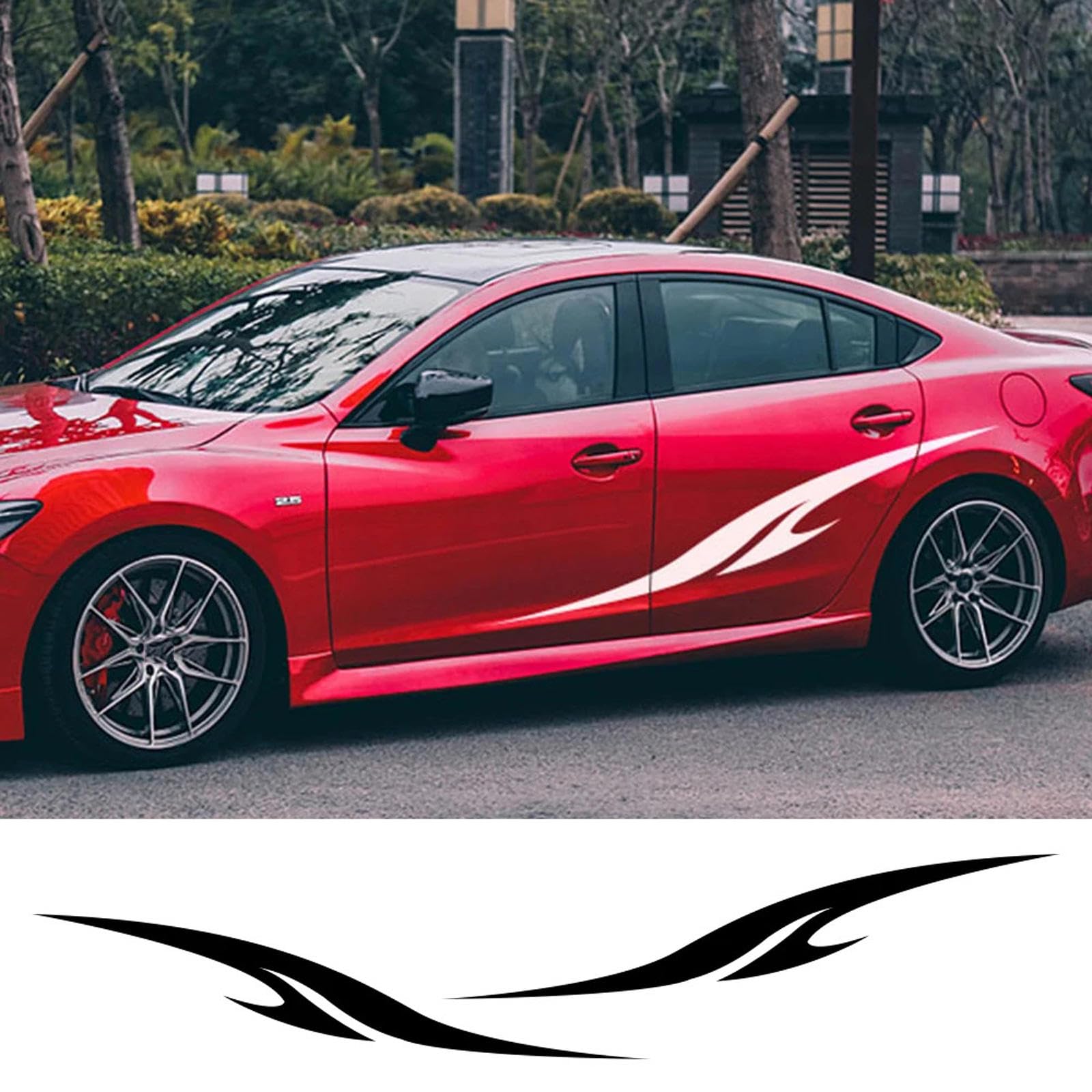2szt Wyścigi samochodowe Naklejki sportowe Auto Vinyl Boczne spódnice Naklejka Śmieszne Stylowe Graficzne DIY Stylizacja Naklejka Akcesoria do tuningu samochodowego