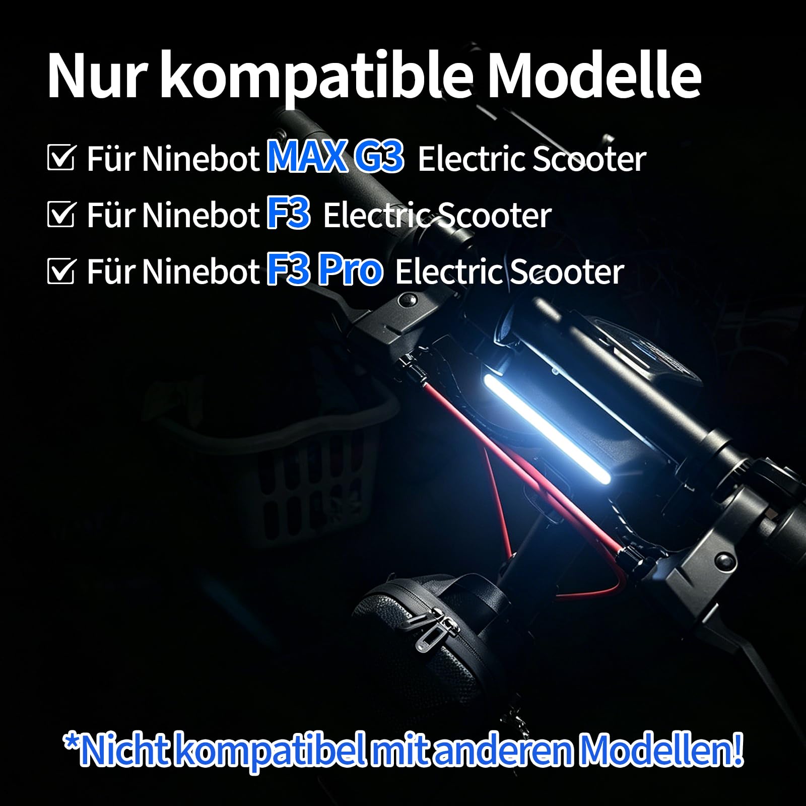 JOYSOG E-Bike-Frontlichter für Ninebot KickScooter MAX G3 / F3 / F3 Pro Elektrische Roller Ersatz-Scheinwerfer-Lampenteile