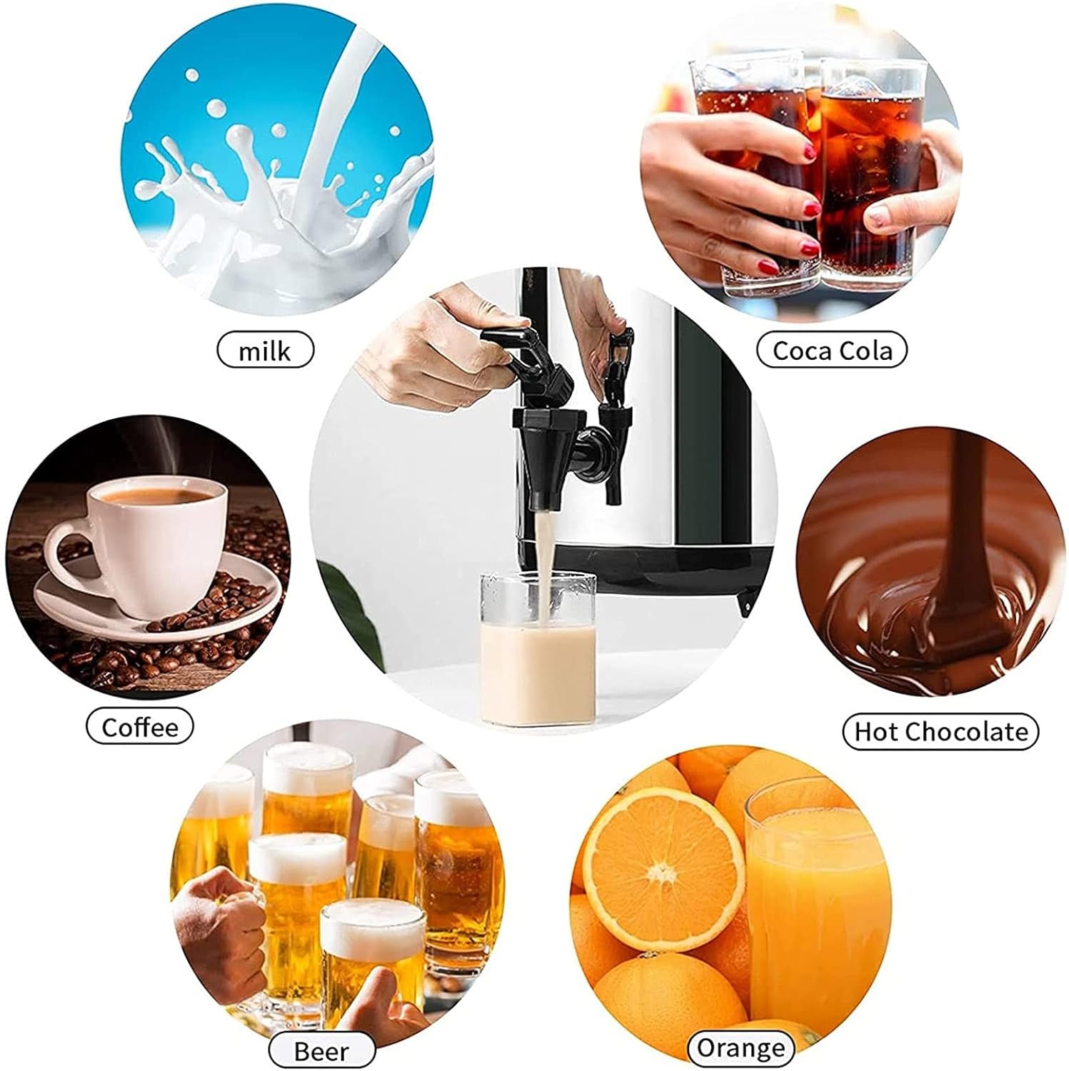 Insulated Beverage Dispenser, Hot & Cold Drinks Dispenser, Milk Tea Bucket Insulated Barrel, Hot Water Kettle Dispenser, with 1X Collapsible Cup/Red/12L