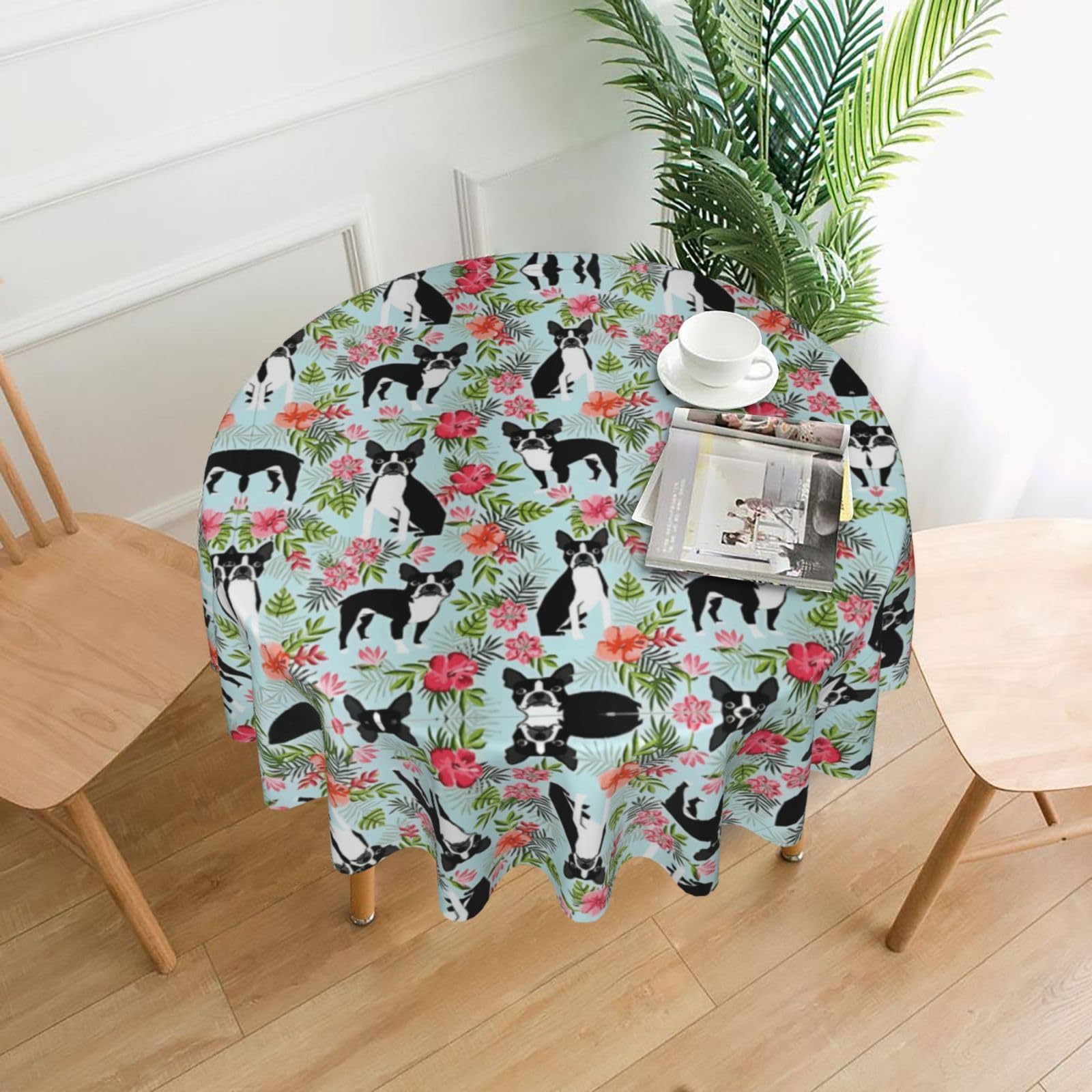 hhxvcv Dog Round Tablecloth – Dining Table Cover
