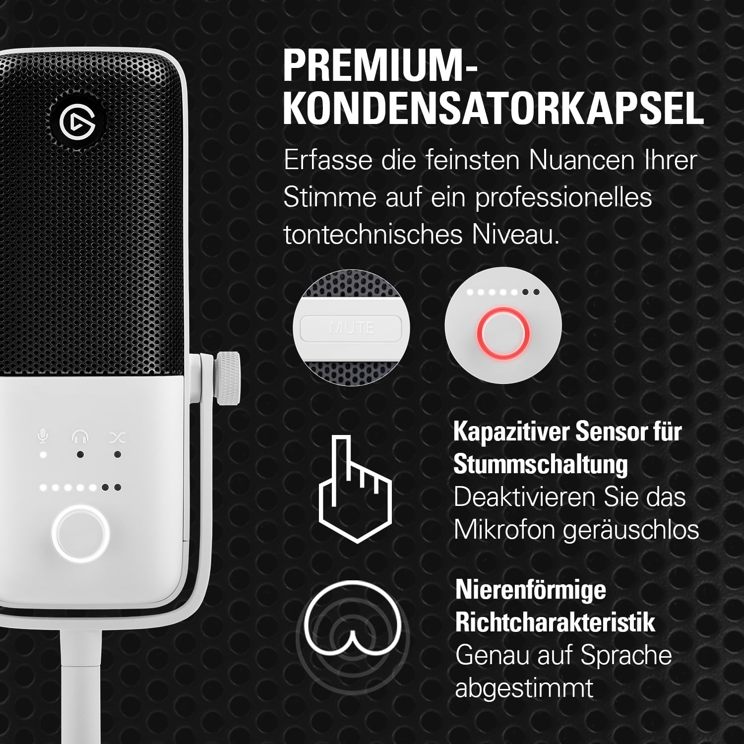 Elgato Wave:3 Mikrofon mit Mic Arm Low Profile, voll einstellbar mit Kabelkanal, ideal für Podcasts, Streaming, Gaming, Homeoffice, kostenlose Mixing-Software, Plug & Play für Mac, PC