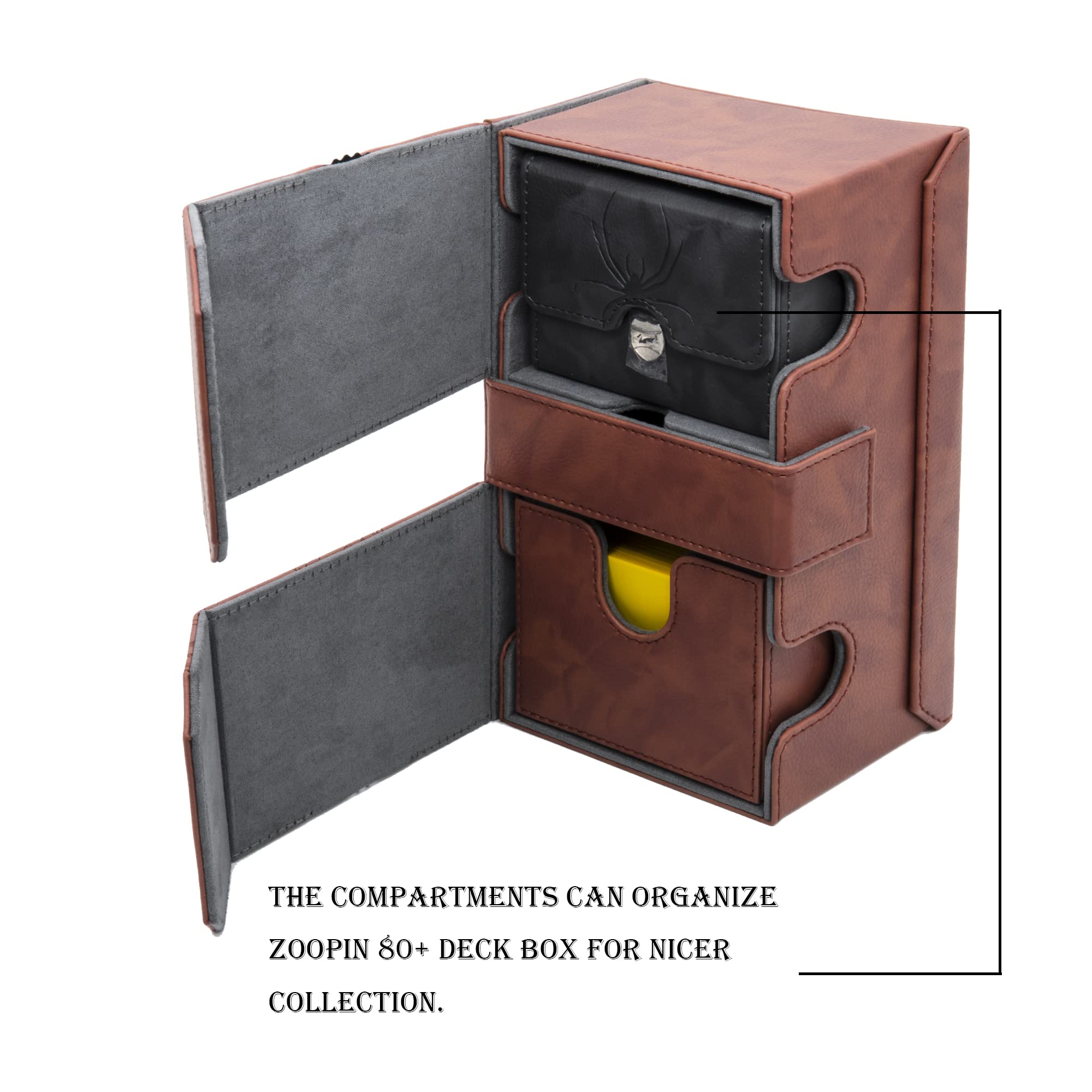 Amazon.com: Zoopin 200 Card Deck Box for MTG ,CCG,TCG,Yugioh...With Two  Built-in Life Counters and Two Card-trays plus one Dice/Token Tray (Brown )  … : Toys & Games
