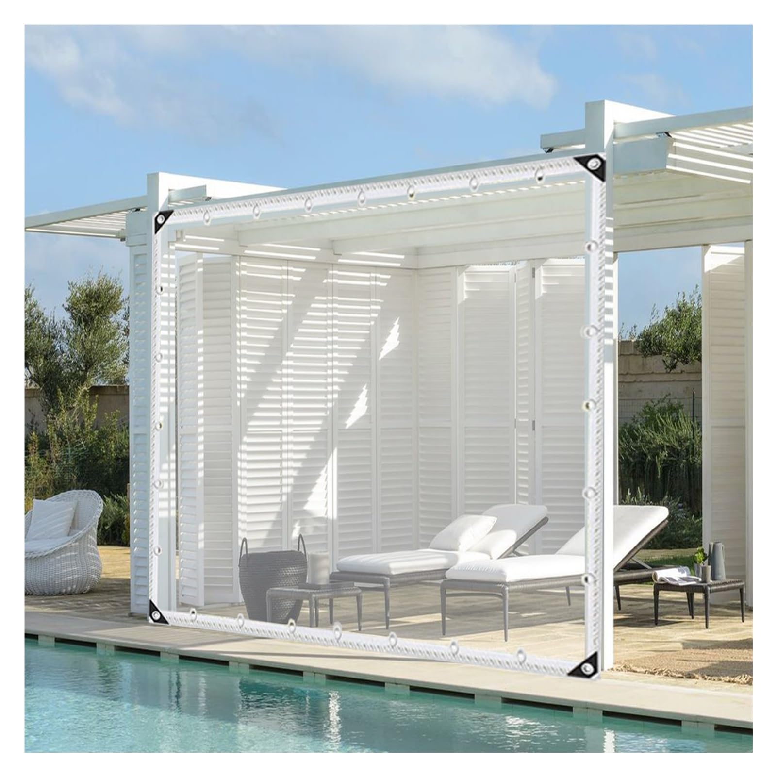 Telo Telone Impermeabile Esterno Occhiellato, Anti Strappo e Antivento Telone 0.35mm Ideale Come Telone per Garage, Terrazze, Giardino (1.2x2.5m/3.94x8.2ft)