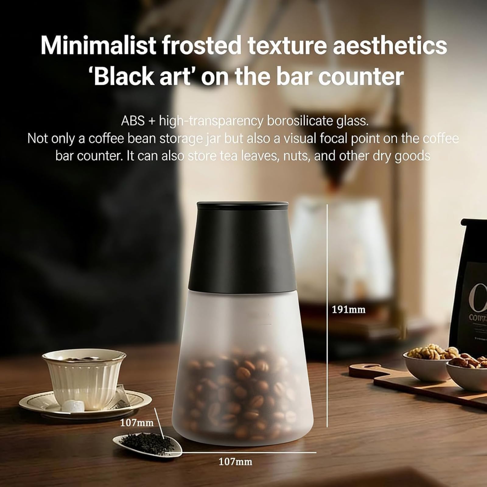 650ml Vakuum Kaffeebohnen Vorratsbehälter, Kaffeedose mit Digitalanzeige, Temperatur- und Feuchtigkeitserkennung, Timer Aufzeichnung für Bohnen, Tee und Nüsse