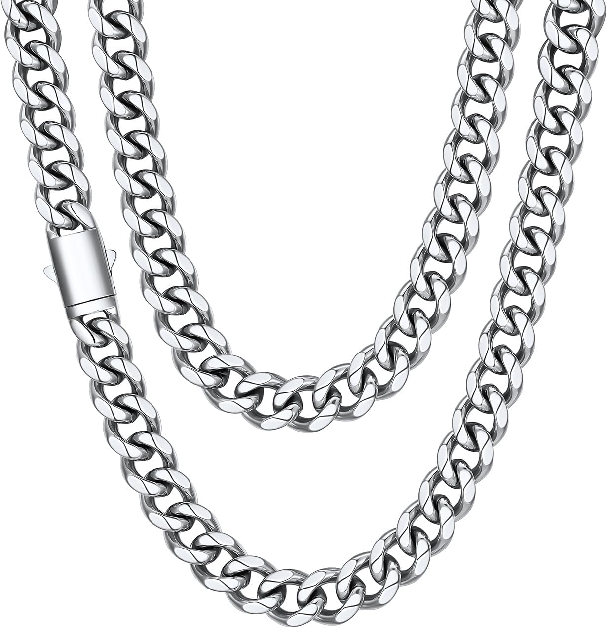 Stainless Steel Mens Cuban Link Chain for Men, Miami Cuban Chain Necklace, 12mm Width Hip Hop Mens Jewelry, 26"