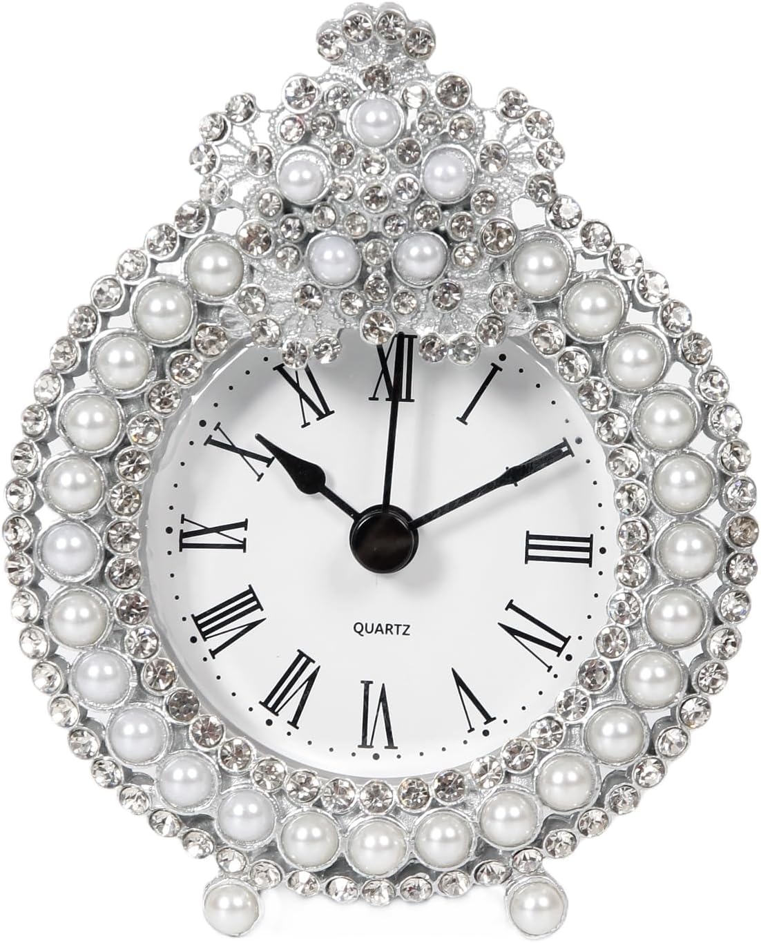 Mini Tabletop Clock, Decorative Metal Table Clock with Battery Operated for Bedside, Table, Living Room, Home and Office