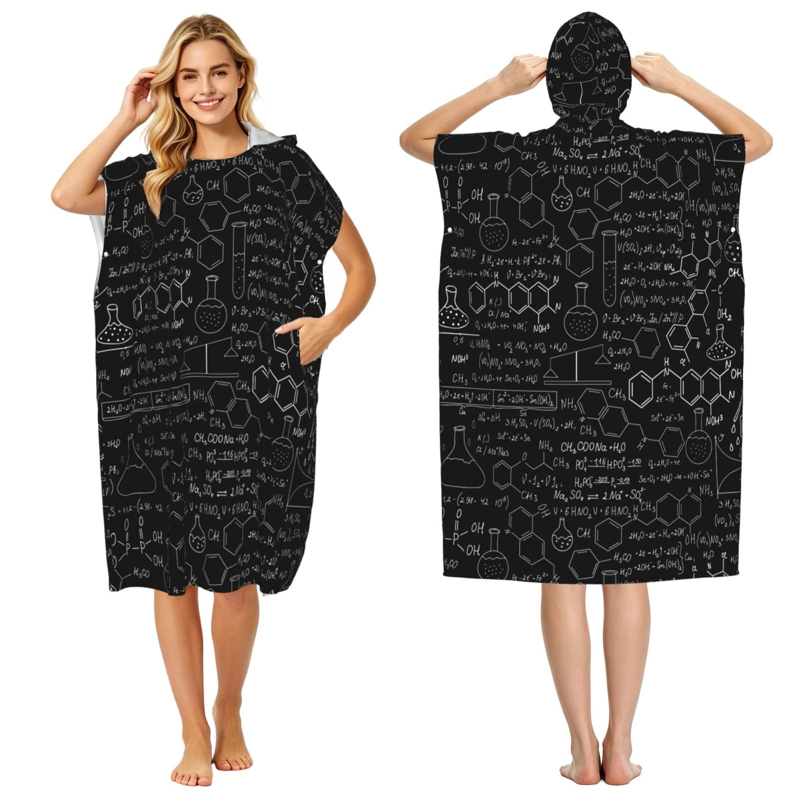 Poadnly Chemistry, Adult Hooded Beach Towel 90 x 110 cm,Changing Bath Robe, Surf Poncho Towel For Women Men