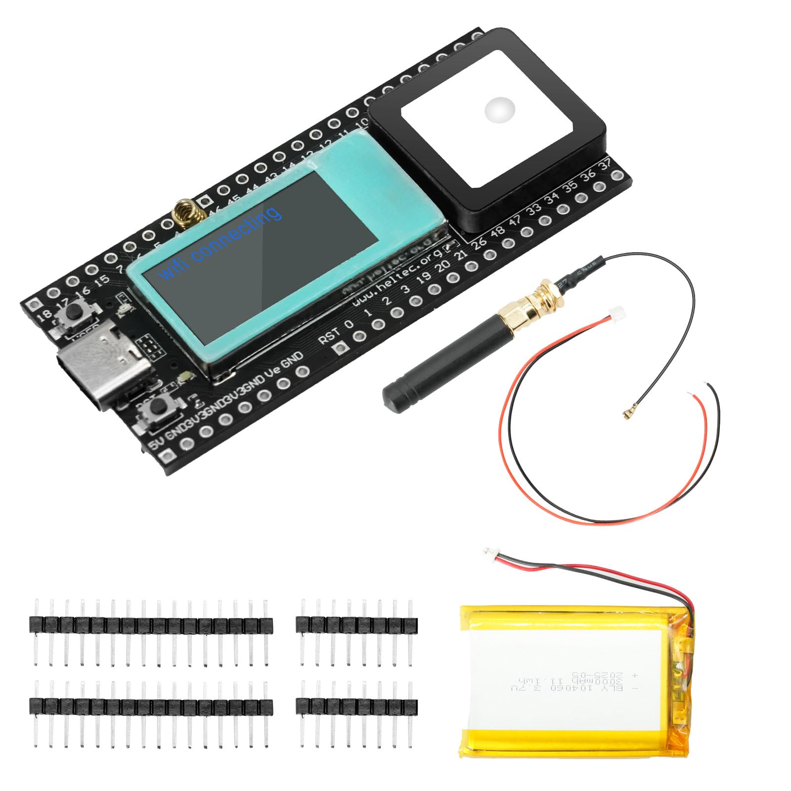 Tracker sans fil avec écran LCD ESP32, batterie de 3000 mAh, tracker sans fil 868 MHz, prend en charge WiFi Bluetooth/LoRa/Gnss/Suivi et positionnement GPS de type C, avec antenne à ressort en métal