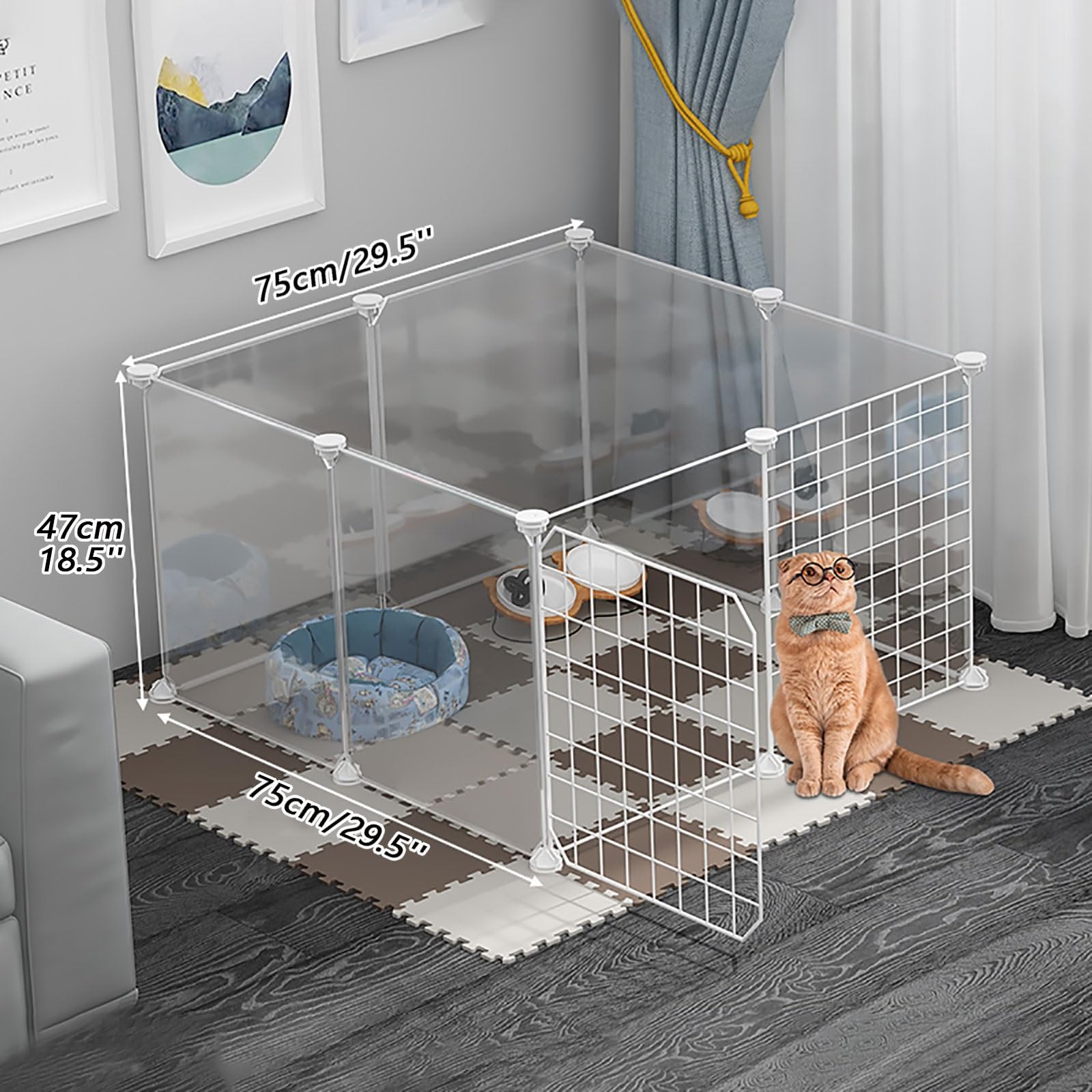 Recinto per Piccoli Animali, Gabbia per Conigli Gabbie per porcellini d'India Recinto per Gatti Recinto per Cortili in Filo Metallico Portatile per Interni ed Esterni, per Piccoli Animali Ga