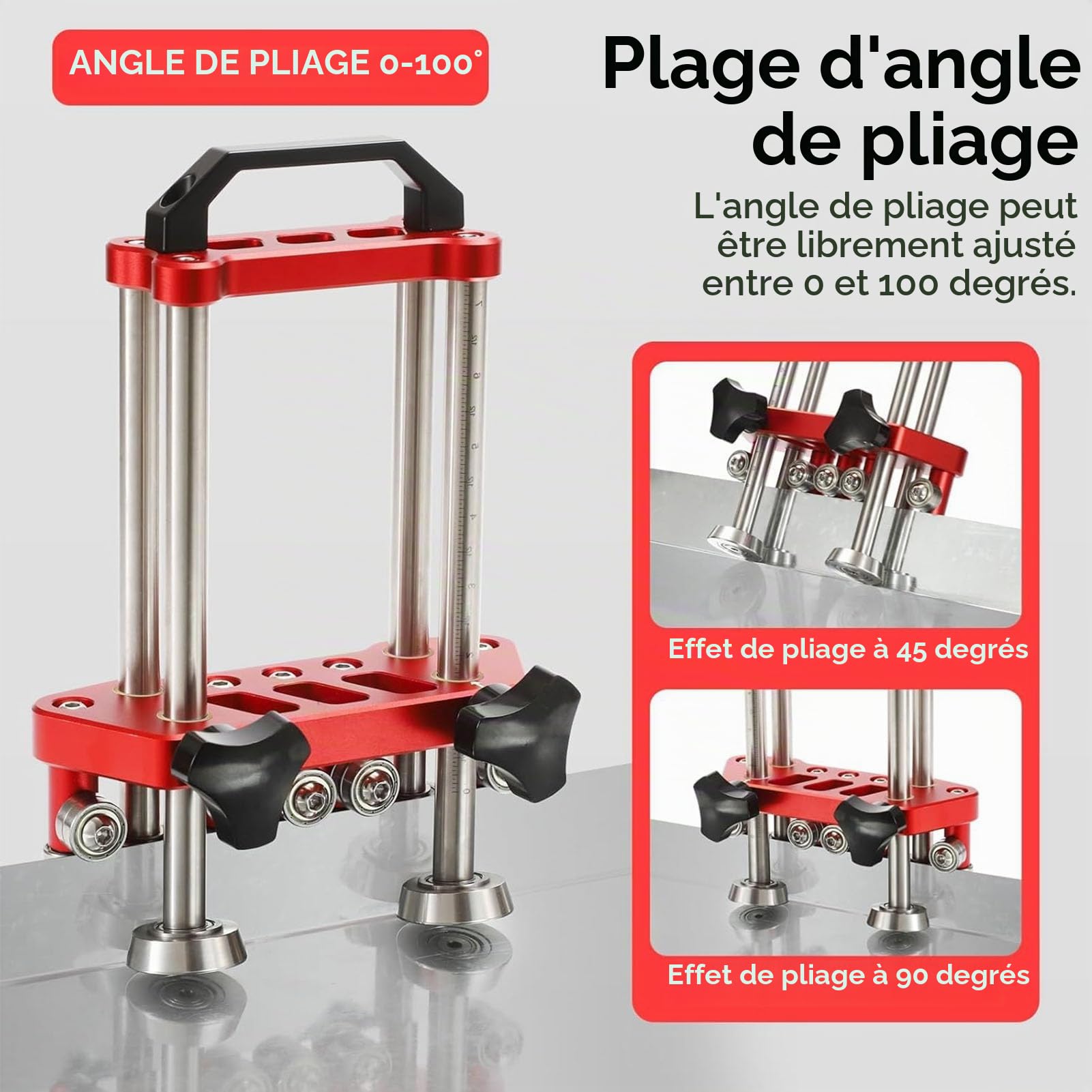 Rouleau de Tôle, Outil de Pliage Portable de 0 à 100 Degrés avec Conception à Roulement incliné pour Toiture en Métal
