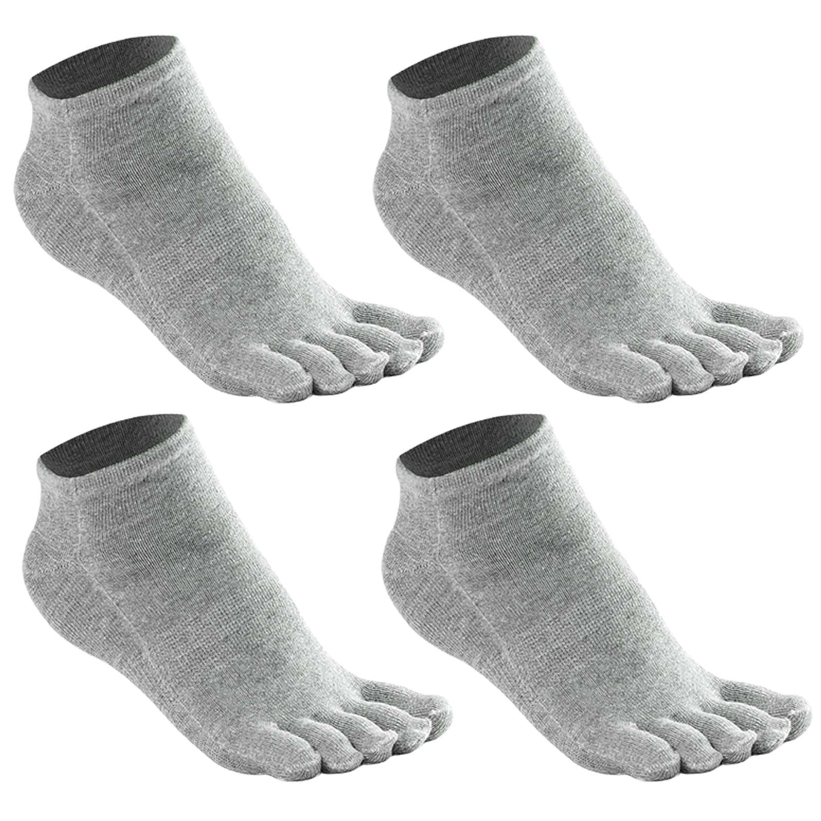 Prochosen Men's Light Gray Cotton Toe Socks Five Finger Socks Low Cut Athletic Socks For Running 4 Pairs (Light Gray)