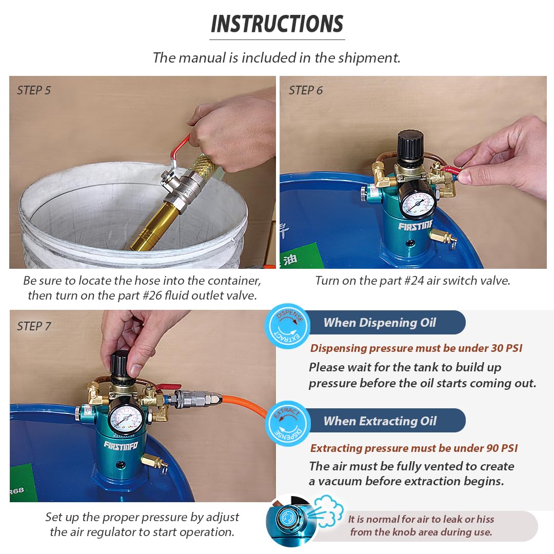 Ajuste Herramientas 2 Way Alto Flujo Depósito de 50 litros neumático Aceite y líquido Extractor por Ajuste Herramientas