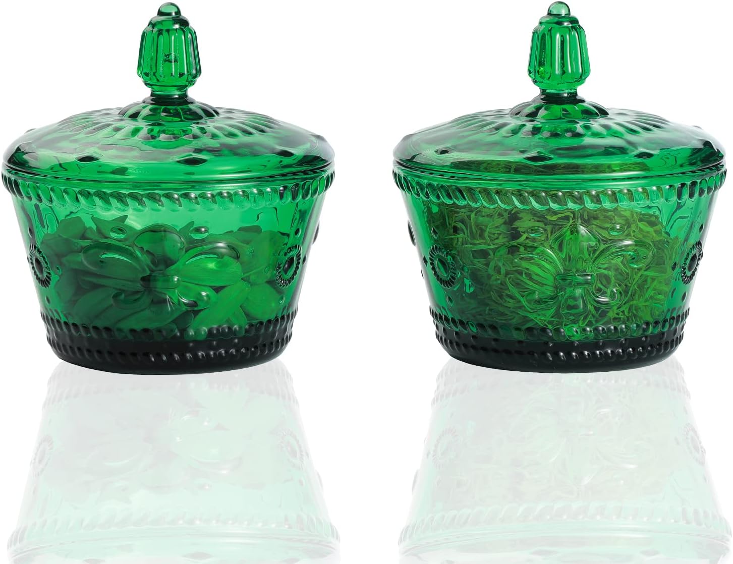 G Candy Jars with lids set of 2 Small Embossed Glass Candy