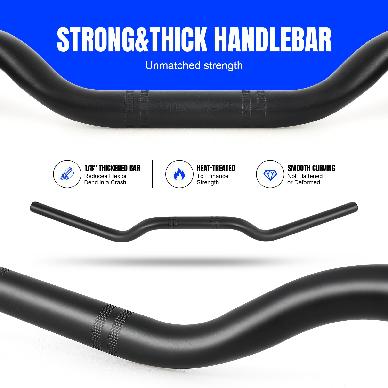DREAMIZER Manillar de Motocicleta de 7/8" 22mm Universal para Cafe Race Bobber Motocross Dirt Pit Bike ATV Ebike Mini Bike, Negro