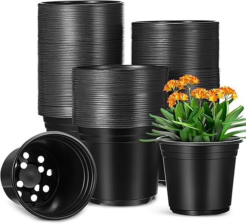 500 macetas de plástico de 6 pulgadas para vivero, macetas de siembra con agujeros de drenaje, paquete a granel, contenedor de plantas de plántulas,